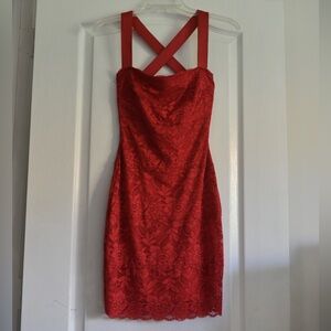 Sexy Elegant Lace Red Mini Dress